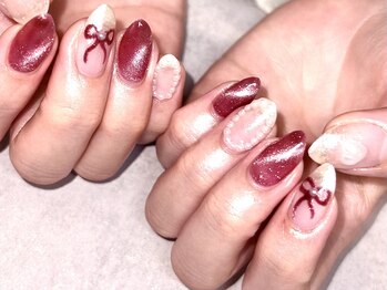 大人女子のリボンネイル＊