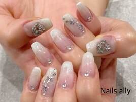 雪の結晶×星×シアー×ホワイト
