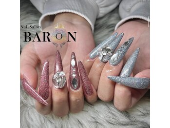 バロン 新宿店(BARON)/ピンク×ブルーキラキラネイル