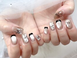 黒リボンネイル