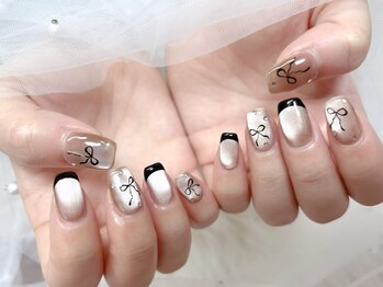 黒リボンネイル