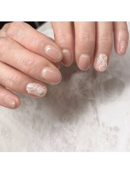 エルユーネイルズ(LUnails)/ワンカラー＋ポイントアート