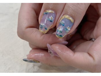 油絵ネイル モネの池