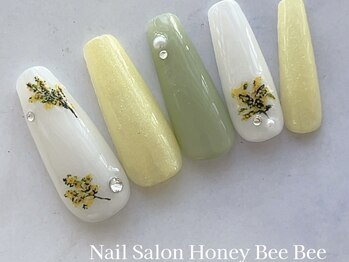 ハニービービー(Honey Bee Bee)/春ミモザネイル