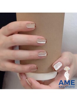 アメネイルスタジオ 小山店(AME NAIL STUDIO)/マグネット＋フレンチネイル