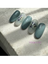 大人可愛い押し花×くすみブルー