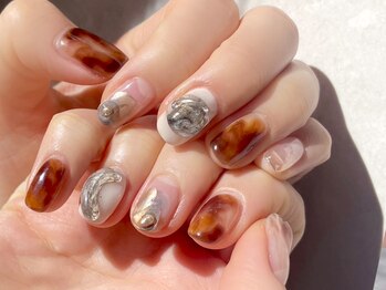 ネイルマジック 仙台一番町店(NAIL MAJIC)/べっ甲ミラーニュアンスネイル☆