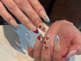 赤フレンチネイル