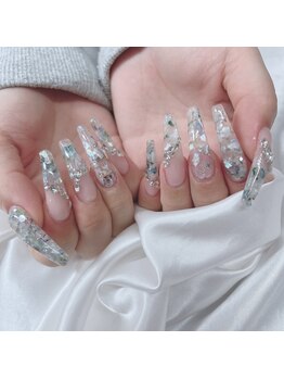 レッドネイル(Redネイル)/埋め込みフラワー♪!