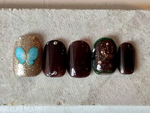 カラ ネイル 中津店(calla nail)/蝶々さんの華やかネイル