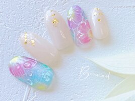 パステル うるうる 水滴 花