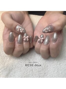 リッシュ ドゥ(RICHE deux)/ブラウンラメ×リボン