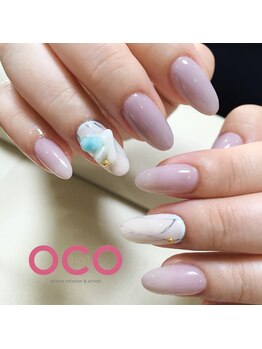 オコネイル ネイルサロンアンドスクール(OCO nail)/marble effect × turquoise