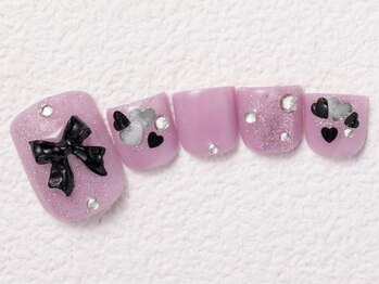 アイネイルズ 大宮店(Ｉ nails)/フット黒リボン　