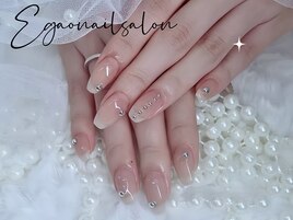 ワンカラー、クリアネイル