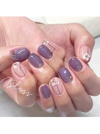 クリアネイビー　フラワーネイル