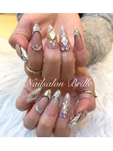 エスフィーネイルサロン ブリーユ(Esfy nailsalon Brille)/ガラスフレンチにキラキラネイル