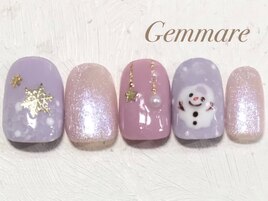 冬の雪だるまイベントネイル