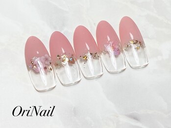 ストレートフレンチ×桜デザイン