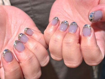 アマンネイル(aman.nail)/ホログラムフレンチネイル