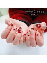 ネイル デザイン グレイス(Grace)/Heart × Ribbon