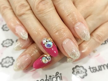 ネイルサロン 爪吉/大きめビジューをポイントに♪