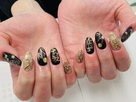 【ほり】和柄ブラック×ゴールド
