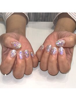 キューセブンネイルラウンジ 与野店(Q7 Nail Lounge)/フラッシュラメワンカラー