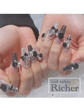 エスフィーネイルサロン リシェル(Esfy nailsalon Richer)/スカルプ　バラ×ブラック