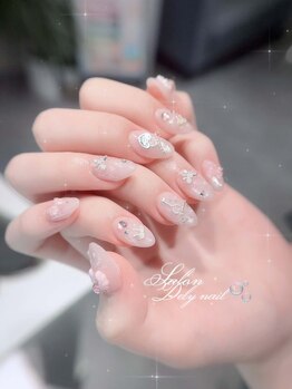 うる艶ピンクのフレンチガーリー