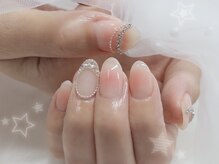 チーク×ビジューフレンチnail
