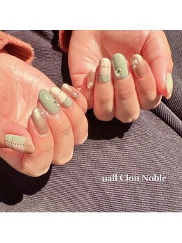 ネイルクルーノーヴル(nail Clou Noble)/春カラー×チェックネイル