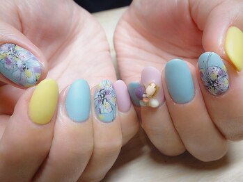 アミュリー ネイル アトリエ(Amury nail atelier)/マット フラワー ビジュー
