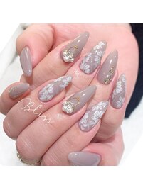 フラワー手描きネイル