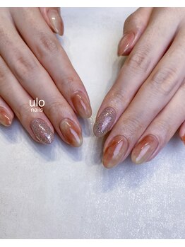 ウロネイルズ(ulo nails)/桃ネイルフラッシュホロフレンチ