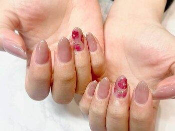 アンジュネイル(Angenail)/バイカラー手書きフラワー