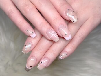 ローブセカンド(L'aube 2nd)/ジェル◆手描きリボンネイル