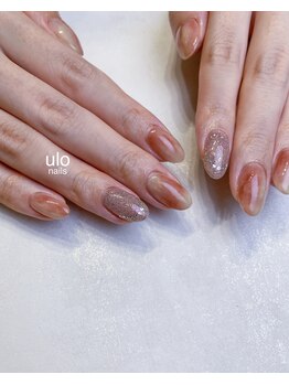 ウロネイルズ(ulo nails)/桃とフラッシュホロフレンチ