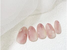 桃ネイル/ぷっくりニュアンス/春
