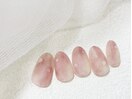 桃ネイル/ぷっくりニュアンス/春