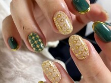 アイネイルズ 渋谷店(I nails)/ゴールドフラワー￥11000