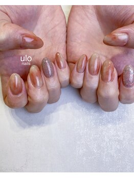 ウロネイルズ(ulo nails)/桃ネイルフラッシュホロフレンチ