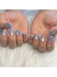 水色マグネット×水色フレンチ