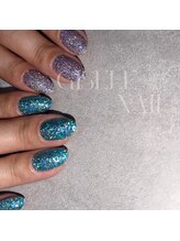 ジゼルネイル(Gisele Nail)/夏っぽラメアシメ
