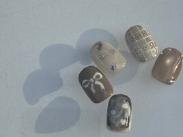 リボンネイル グレー