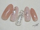 オレンジ シェルネイル