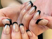 アイネイルズ 渋谷店(I nails)/ミラー黒フレンチ￥9480 
