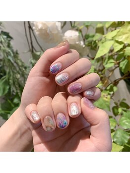 ネイルズ ララ(nails Lala)/パープル×グリーン
