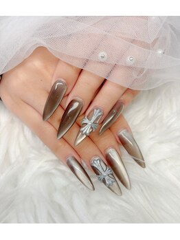 ワンカラー+クロムネイル2つ