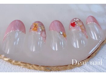 ディア ネイル(Dear nail)/くま×ななめフレンチ